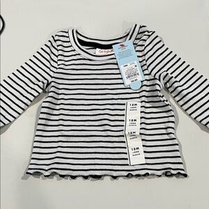 Cat & Jack Black & White Striped Long-Sleeve Baby Tee